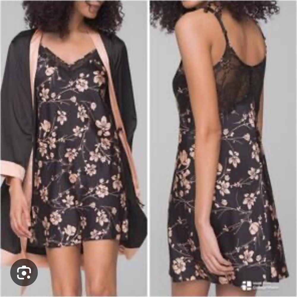 Soma Black and Pink Floral Chemise